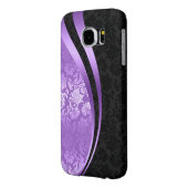 Lavendel & zwarte damast dynamische strepen Case-Mate samsung galaxy hoesje (Achterkant Links)