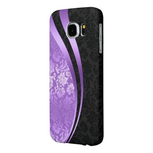 Lavendel & zwarte damast dynamische strepen Case-Mate samsung galaxy hoesje (Achterkant Links)