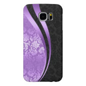 Lavendel & zwarte damast dynamische strepen Case-Mate samsung galaxy hoesje (Achterkant)