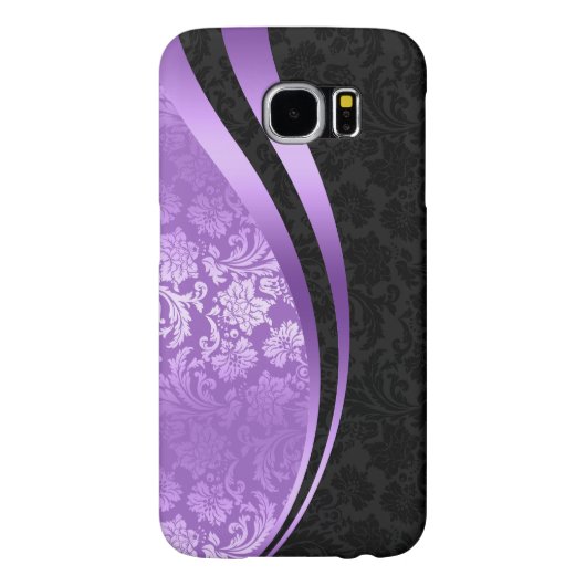 Lavendel & zwarte damast dynamische strepen Case-Mate samsung galaxy hoesje (Achterkant)