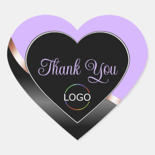Lavendel Zwarte Golvende Roze Gouden Logo Schattig Hart Sticker