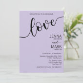 Lavendel Zwarte Liefde Script Minimalistische Trou Kaart (Staand voorkant)