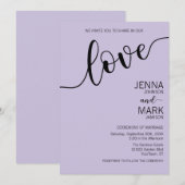 Lavendel Zwarte Liefde Script Minimalistische Trou Kaart (Voorkant / Achterkant)