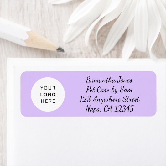 Lavendel Zwarte Script Zakelijk Logo Aanpasbaar  Etiket (Insitu)