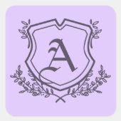 Lavendelblad en Floral Monogram Bruiloft Vierkante Sticker (Voorkant)