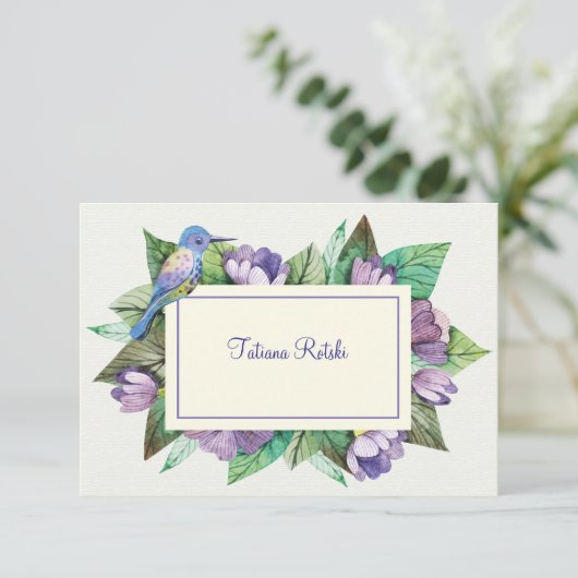 Lavendelblauw gepersonaliseerd briefpapier kaart (Staand voorkant)