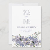Lavendelblauw roze mint wilde bloemen Save the Dat Kaart (Voorkant)
