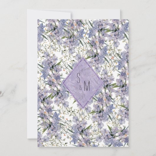 Lavendelblauw roze mint wilde bloemen Save the Dat Kaart (Achterkant)