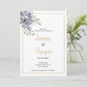 Lavendelblauw zomer wilde bloem bruiloft kaart (Staand voorkant)