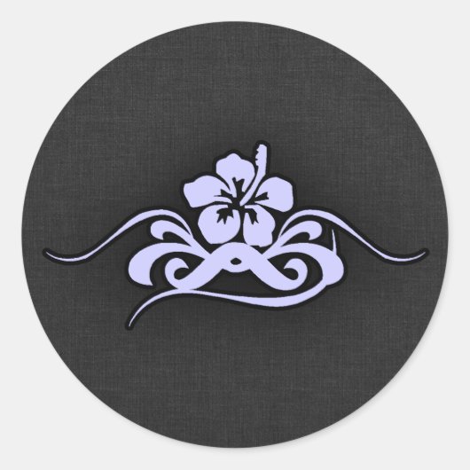 Lavendelblauwe tropische hibiscus ronde sticker (Voorkant)