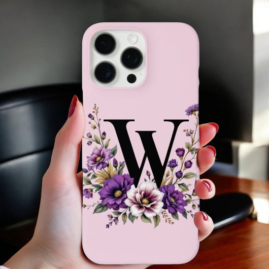 Lavendelbloei: Geborduurde Initiaal 'W'  Case-Mate iPhone Case