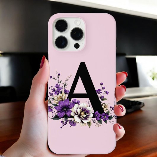 Lavendelbloei: gemonogrammeerde initiaal 'A' Case-Mate iPhone Case