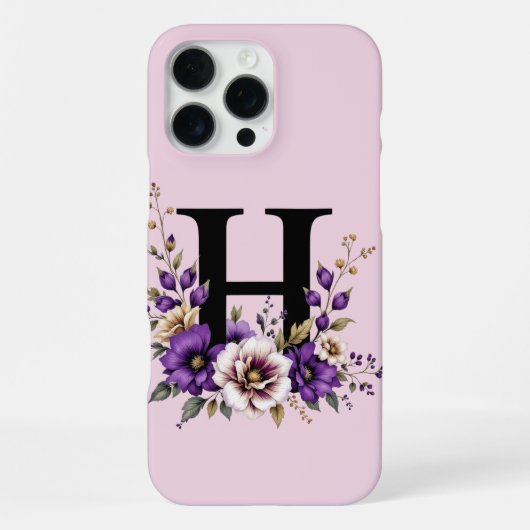 Lavendelbloei: 'H' monogram iPhone Hoesje (Achterkant)