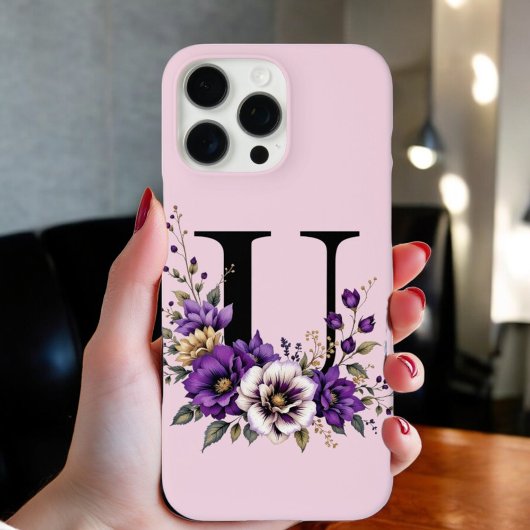 Lavendelbloei: Monogram Beginitial 'U'  Case-Mate iPhone Case
