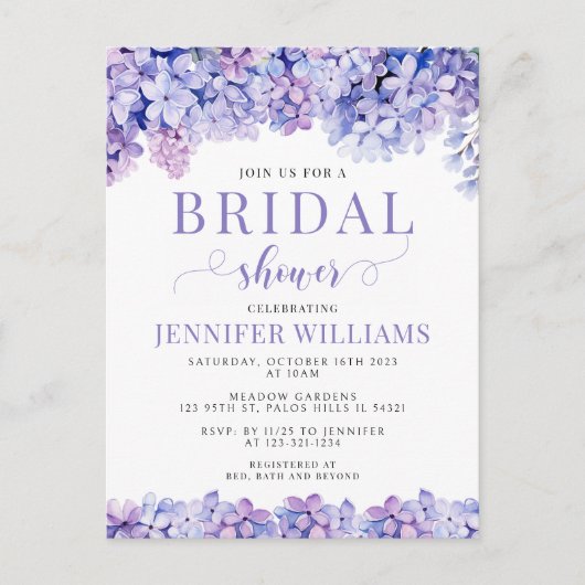 Lavendelbloem bruiloft uitnodigingskaart briefkaart (Voorkant)