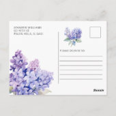 Lavendelbloem bruiloftsborrel postkaart uitnodigin (Achterkant)