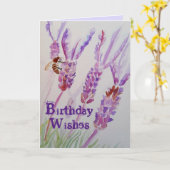 Lavendelbloem en Bij Aquarel Verjaardagskaart Kaart (Gele Bloem)