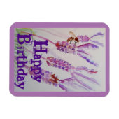 Lavendelbloem en Bij Aquarel Verjaardagskaart Magneet (Horizontaal)