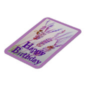 Lavendelbloem en Bij Aquarel Verjaardagskaart Magneet (Linkerzijde)