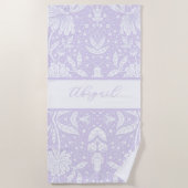 Lavendelbloem gepersonaliseerde William Morris Sty Strandlaken (Voorkant)