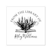 Lavendelbloem groeit uit boek Ex Libris Zelfinktende Stempel (Design)