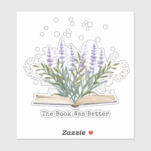 Lavendelbloem groeit vanuit Boek Lezen Quote Sticker