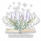 Lavendelbloem groeit vanuit Boek Lezen Quote Sticker (Voorkant)