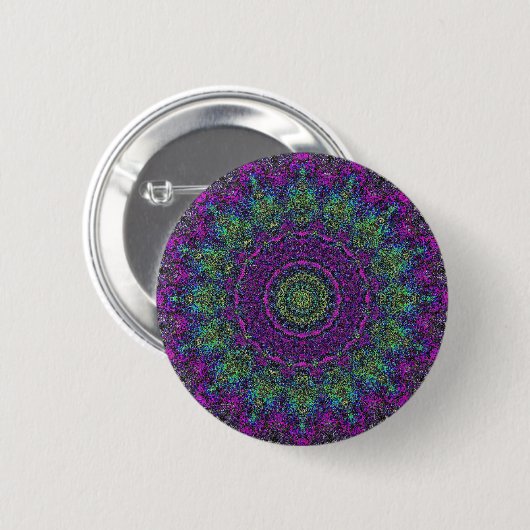 Lavendelbloem Paarse Abstracte Mandala Button (Voorkant /achterkant)