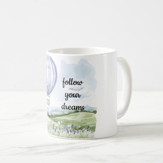 Lavendelbloem Paarse witte heteluchtballon Koffiemok (Voorkant rechts)