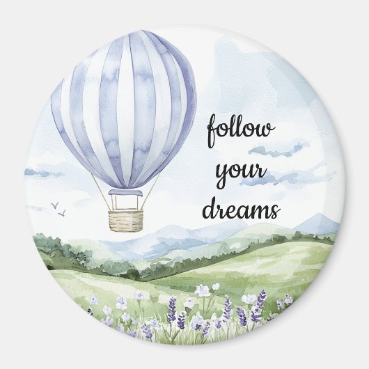 Lavendelbloem Paarse witte heteluchtballon Magneet (Voorkant)