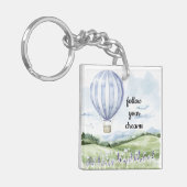 Lavendelbloem Paarse witte heteluchtballon Sleutelhanger (Voorkant Links)