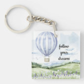 Lavendelbloem Paarse witte heteluchtballon Sleutelhanger (Voorkant)