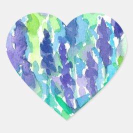Lavendelbloem Waterverf Hart Sticker
