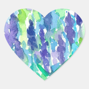 Lavendelbloem Waterverf Hart Sticker