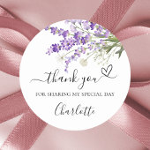 Lavendelbloemen bedank hart ronde sticker