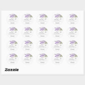 Lavendelbloemen bedankthart ronde sticker (Vel)