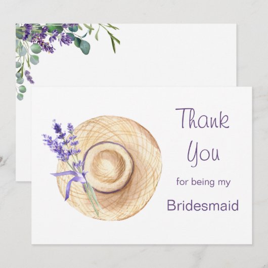 Lavendelbloemen Bruidsmeisje Bedankt (Voorkant / Achterkant)