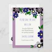  Lavendelbloemen bruiloft Save the Date Aankondigingskaart (Voorkant / Achterkant)