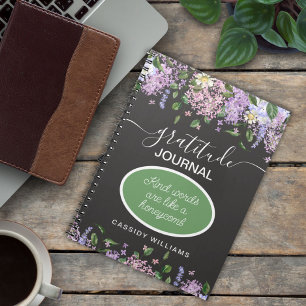 Lavendelbloemen dankbaarheidsjournaal notitieboek