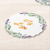 Lavendelbloemen eucalyptus groen bedrijf logo kartonnen onderzetters (Gekanteld)