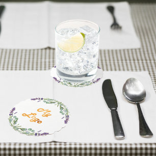 Lavendelbloemen eucalyptus groen bedrijf logo kartonnen onderzetters