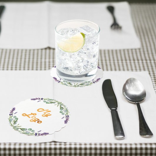 Lavendelbloemen eucalyptus groen bedrijf logo kartonnen onderzetters