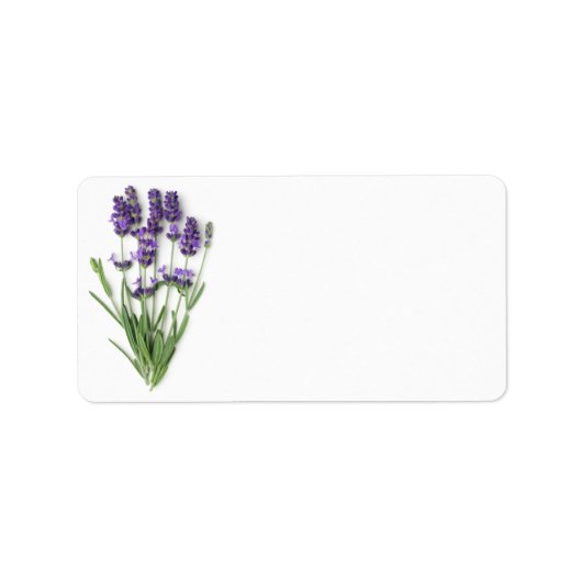 Lavendelbloemen geïsoleerd op een witte achtergron etiket (Voorkant)