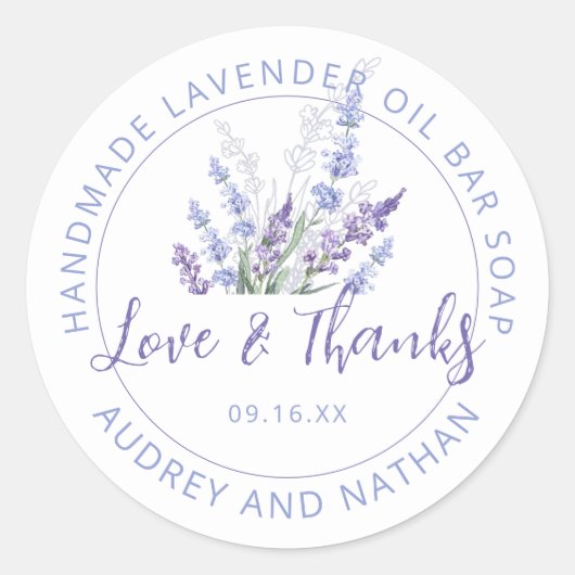 Lavendelbloemen houden van Bedankt bruiloft gunst Ronde Sticker (Voorkant)