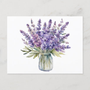 Lavendelbloemen in een pot aquarel briefkaart
