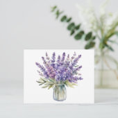 Lavendelbloemen in een pot aquarel briefkaart (Staand voorkant)