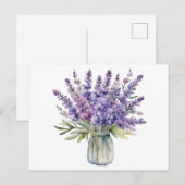 Lavendelbloemen in een pot aquarel briefkaart (Voorkant / Achterkant)