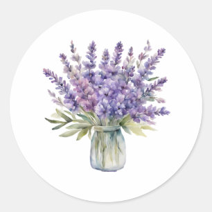 Lavendelbloemen in een pot Waterverf Ronde Sticker