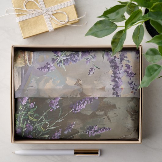 Lavendelbloemen in kleipotten Decoupage Tissuepapier (Geschenk)