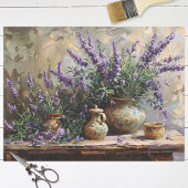 Lavendelbloemen in kleipotten Decoupage Tissuepapier